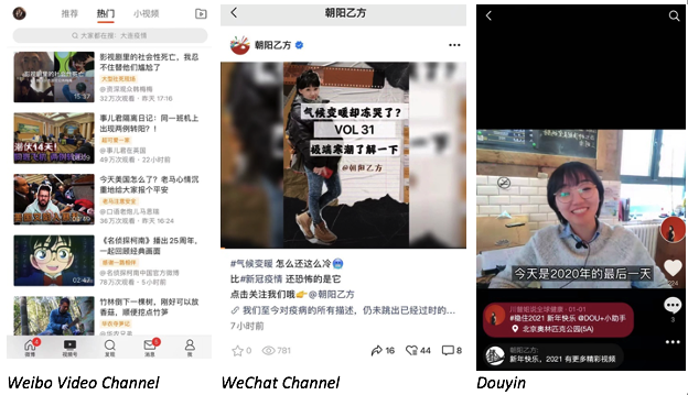 We published our videos on multiple platforms, including Weibo, WeChat Channel, and Douyin